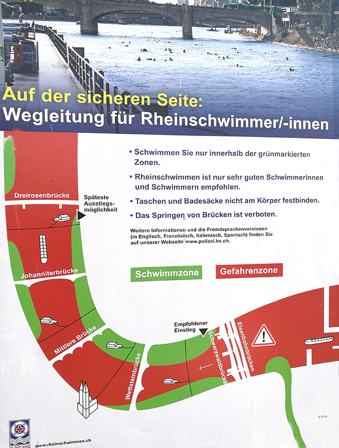 Rheinschwimmen Basel: Wegleitung