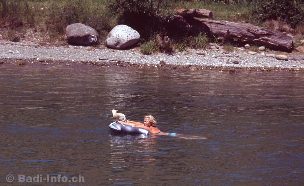 Rheinschwimmerin mit Hund